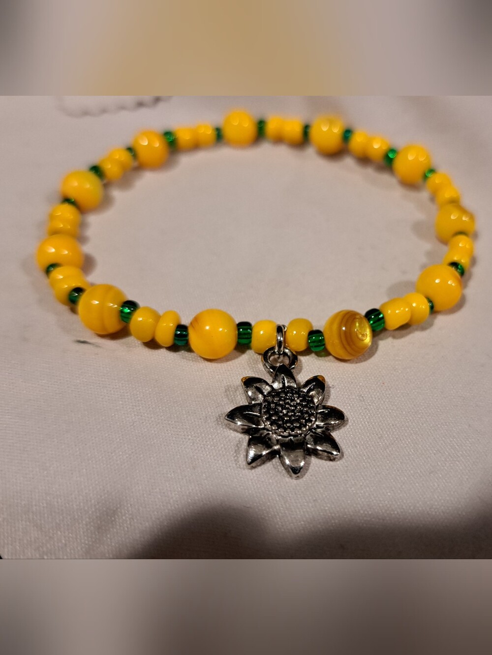 Handcrafted Natural Stone And Acrylic Beaded Bracelet